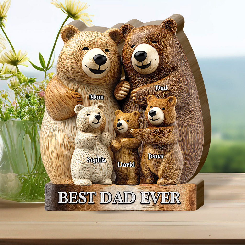 Papa Bear - Personalized Father Shaped Wooden Puzzle