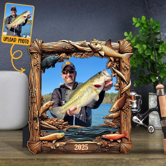 Fishing Memories - Personalized Fishing Cut Shape Photo Frame