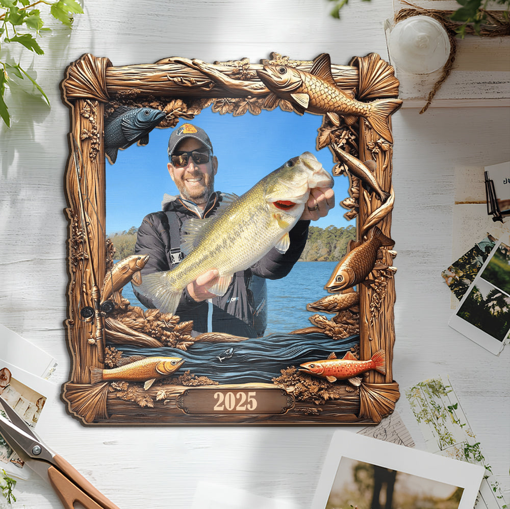 Fishing Memories - Personalized Fishing Cut Shape Photo Frame
