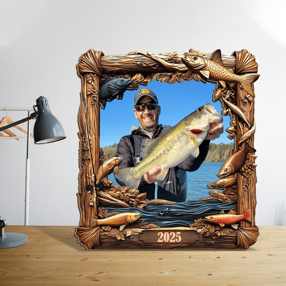 Fishing Memories - Personalized Fishing Cut Shape Photo Frame
