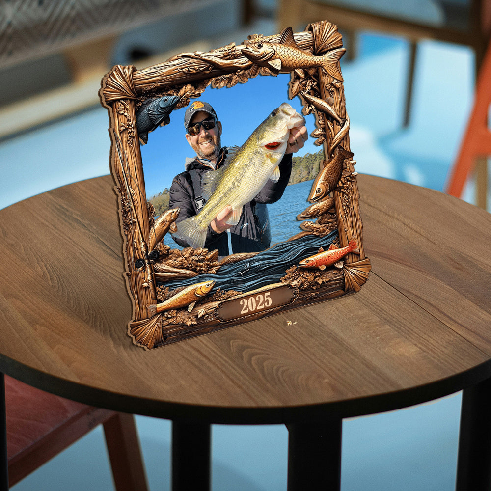Fishing Memories - Personalized Fishing Cut Shape Photo Frame