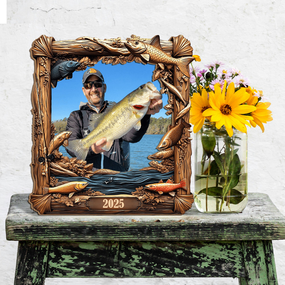 Fishing Memories - Personalized Fishing Cut Shape Photo Frame