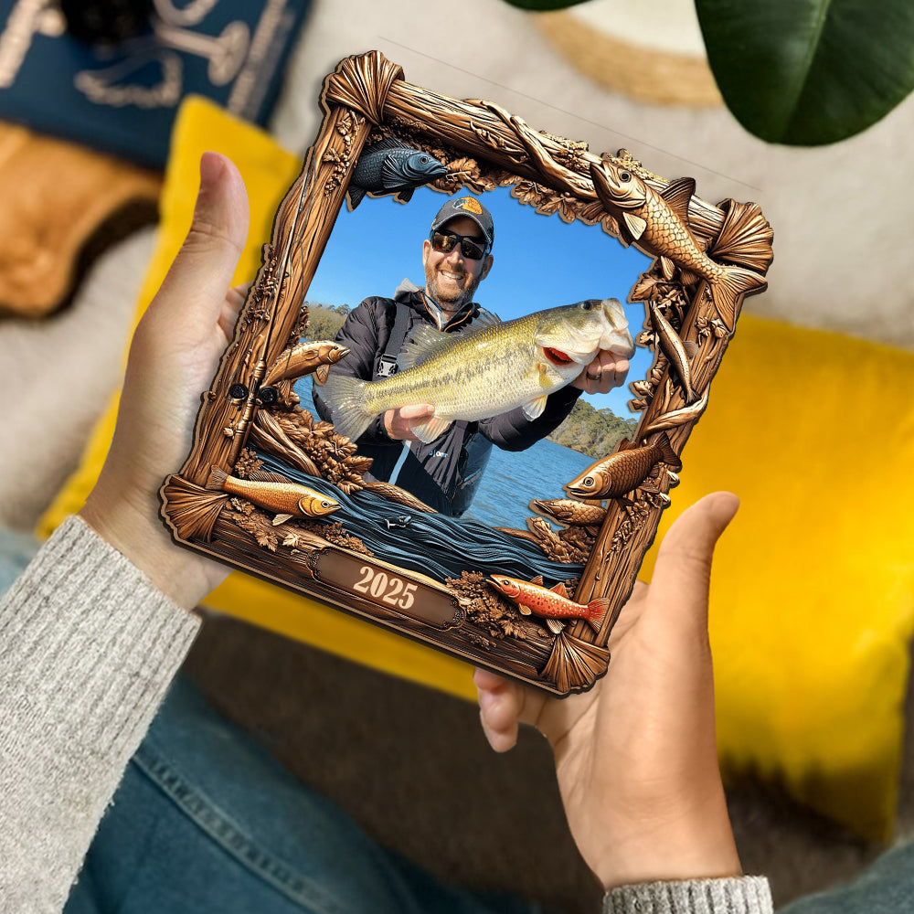 Fishing Memories - Personalized Fishing Cut Shape Photo Frame