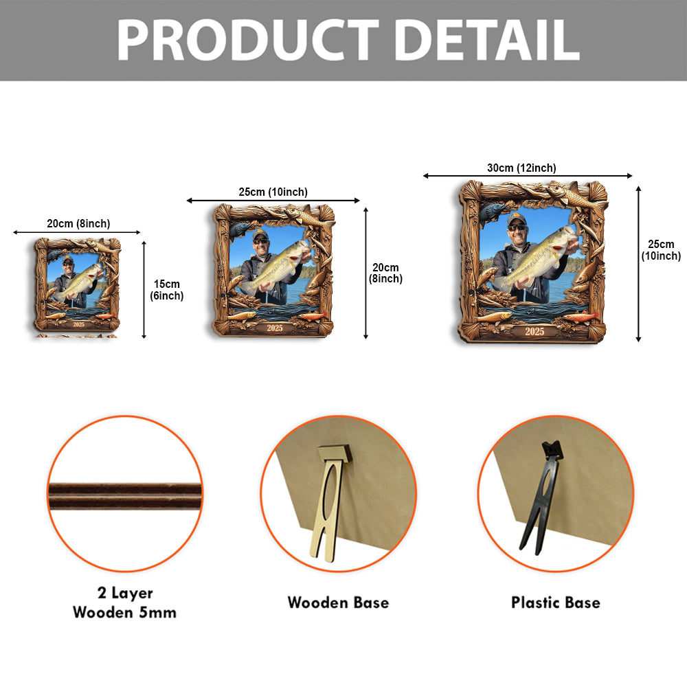Fishing Memories - Personalized Fishing Cut Shape Photo Frame
