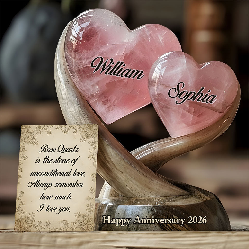 Rose Quartz Style Anniversary Gift, Valentine Gift, Unconditional Love - Personalized Couple Custom Shaped Acrylic Plaque