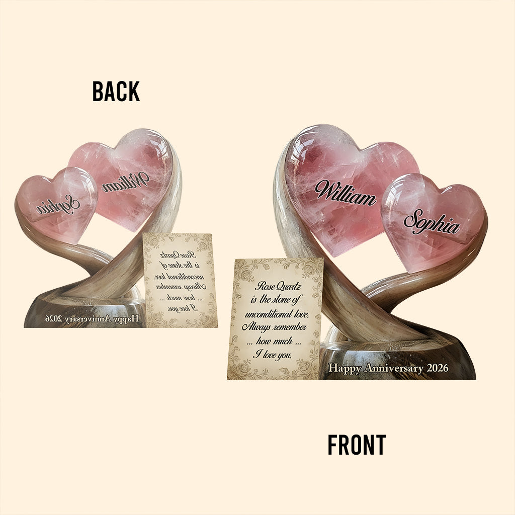 Rose Quartz Style Anniversary Gift, Valentine Gift, Unconditional Love - Personalized Couple Custom Shaped Acrylic Plaque