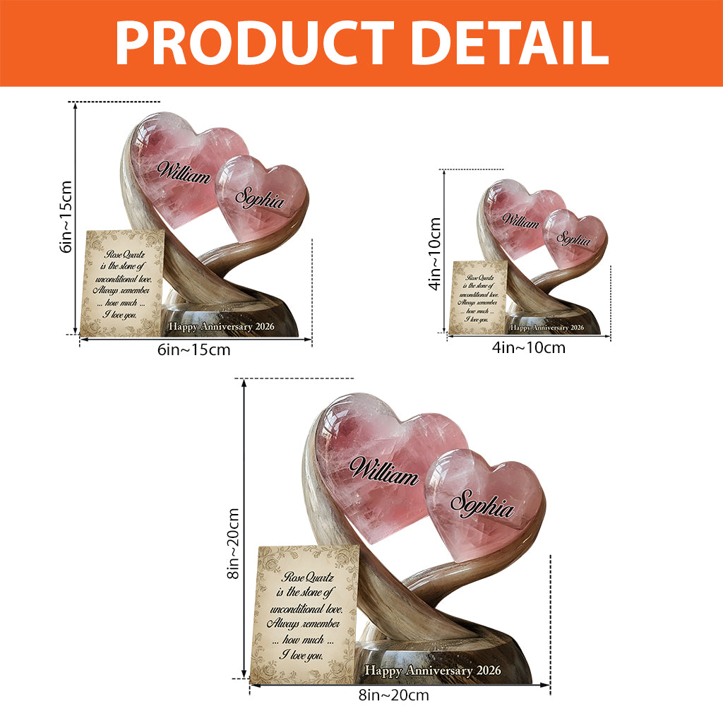 Rose Quartz Style Anniversary Gift, Valentine Gift, Unconditional Love - Personalized Couple Custom Shaped Acrylic Plaque