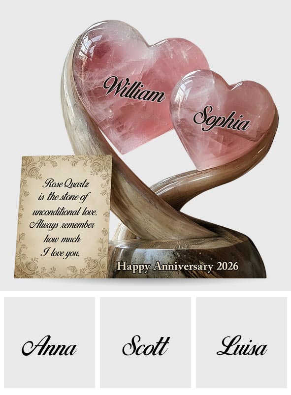 Rose Quartz Style Anniversary Gift, Valentine Gift, Unconditional Love - Personalized Couple Custom Shaped Acrylic Plaque