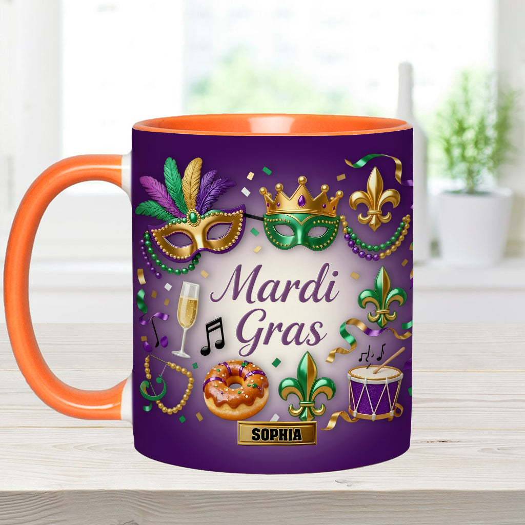 Happy Mardi Gras - Personalized Mardi Gras Accent Mug & Coaster