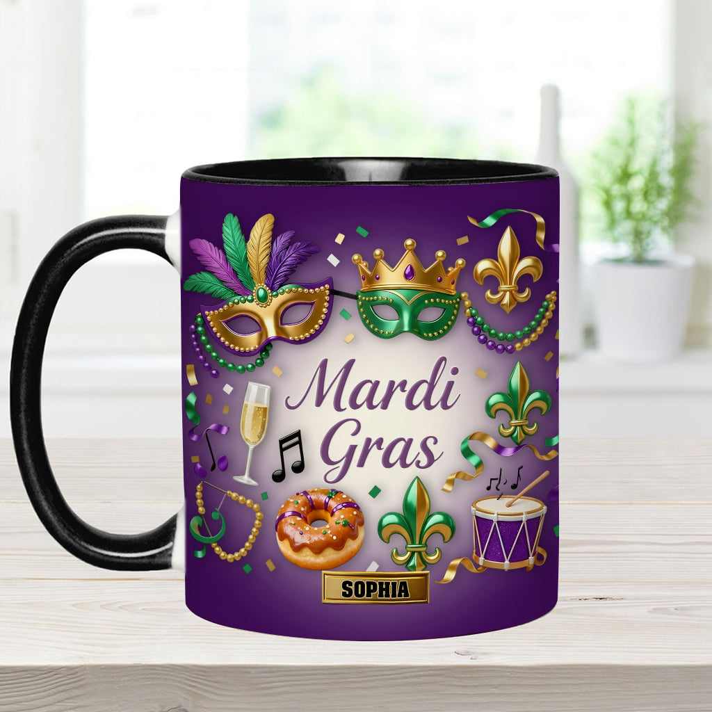 Happy Mardi Gras - Personalized Mardi Gras Accent Mug & Coaster