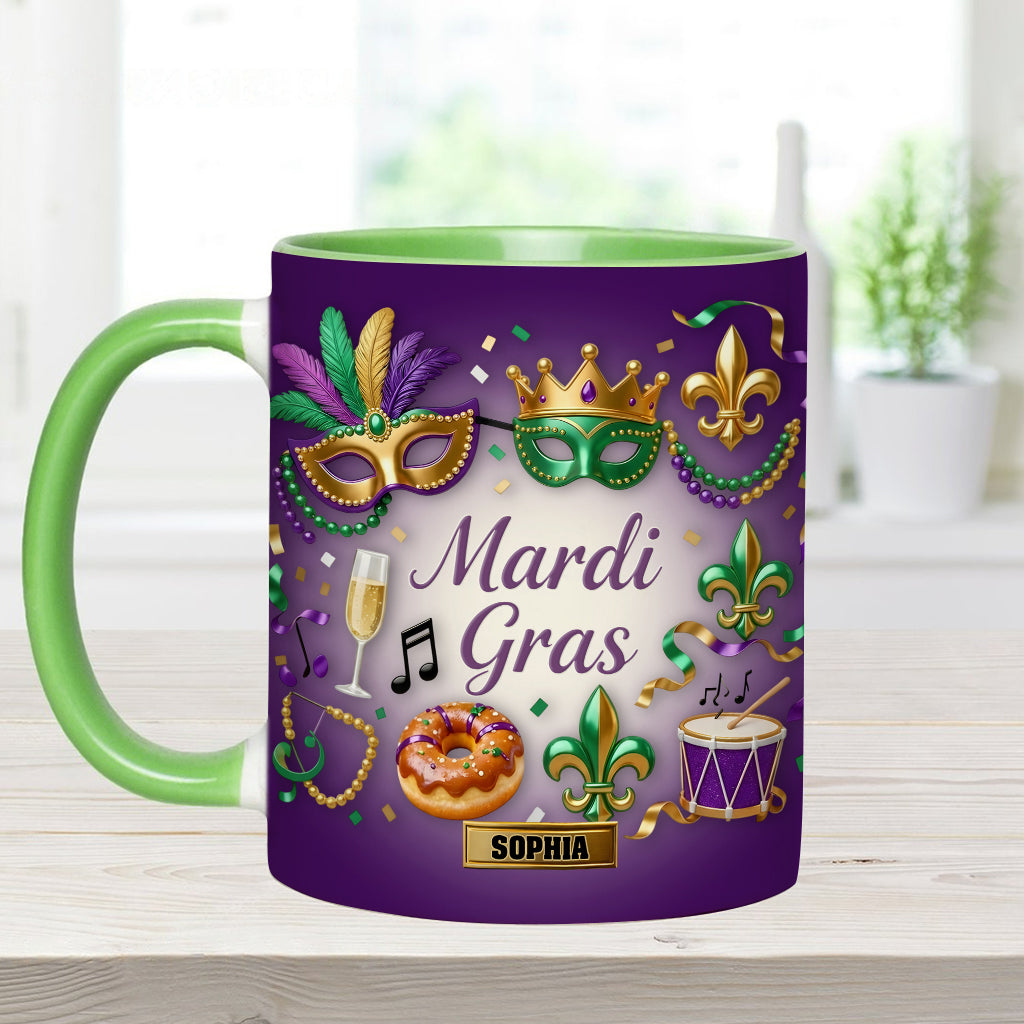 Happy Mardi Gras - Personalized Mardi Gras Accent Mug & Coaster