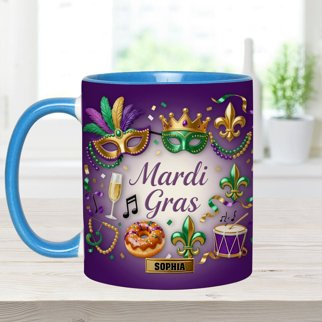 Happy Mardi Gras - Personalized Mardi Gras Accent Mug & Coaster