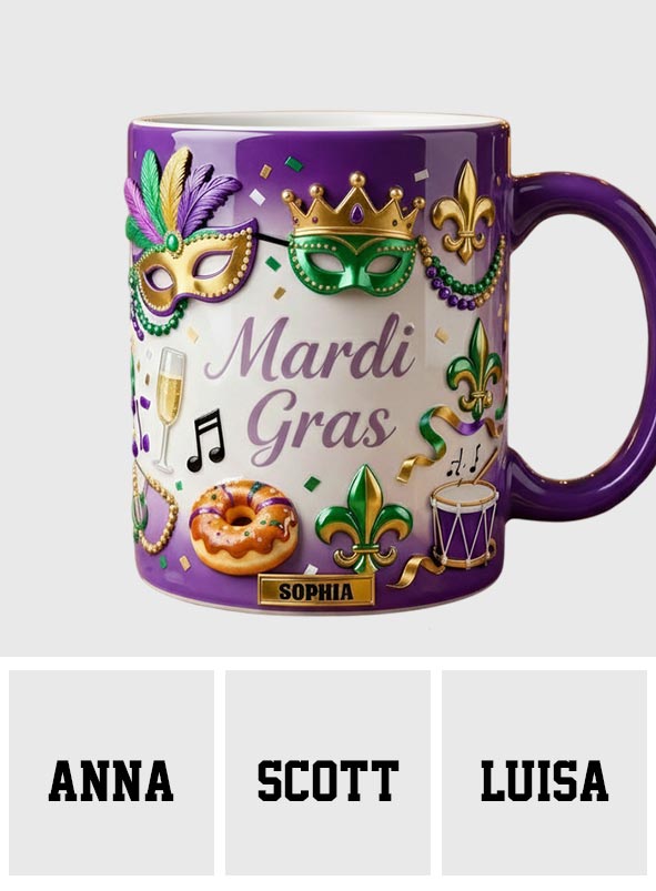 Happy Mardi Gras - Personalized Mardi Gras Accent Mug & Coaster