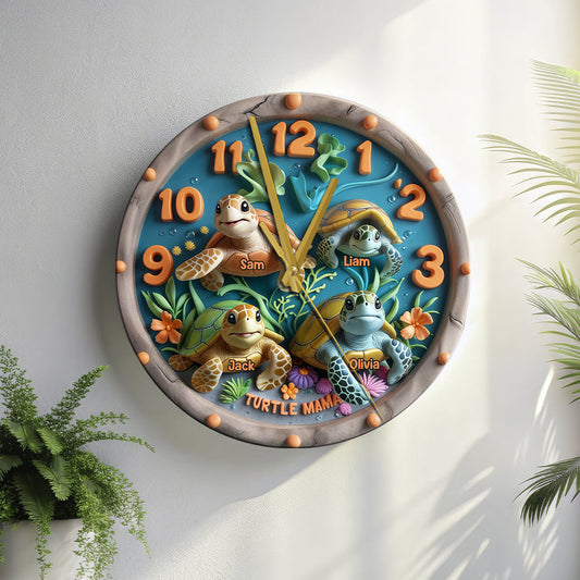Turtle Mama - Personalized Turtle Wall Clock