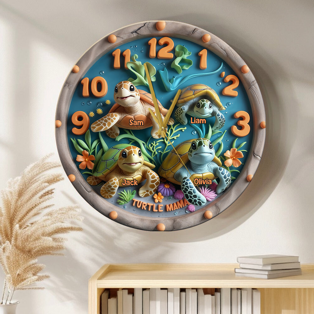 Turtle Mama - Personalized Turtle Wall Clock