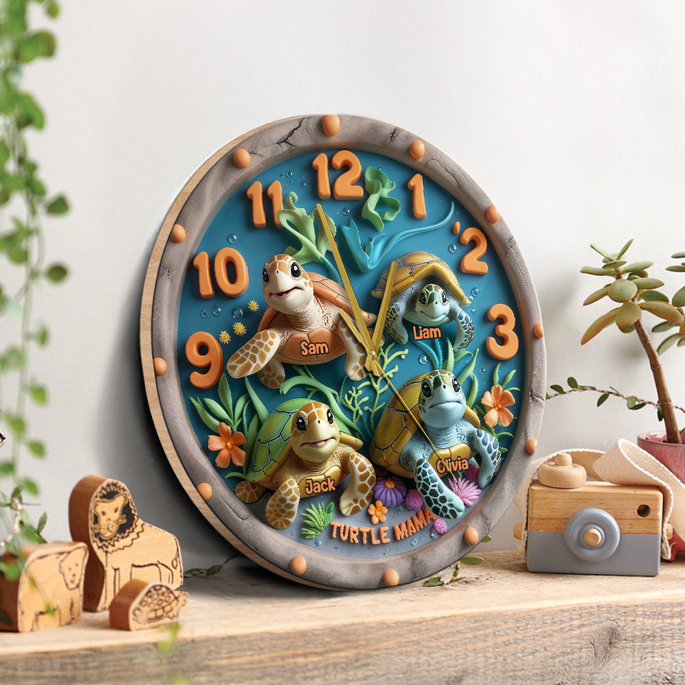 Turtle Mama - Personalized Turtle Wall Clock