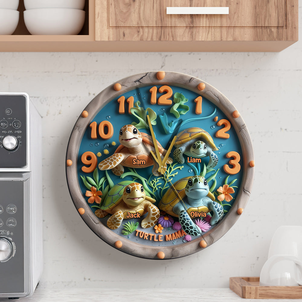 Turtle Mama - Personalized Turtle Wall Clock