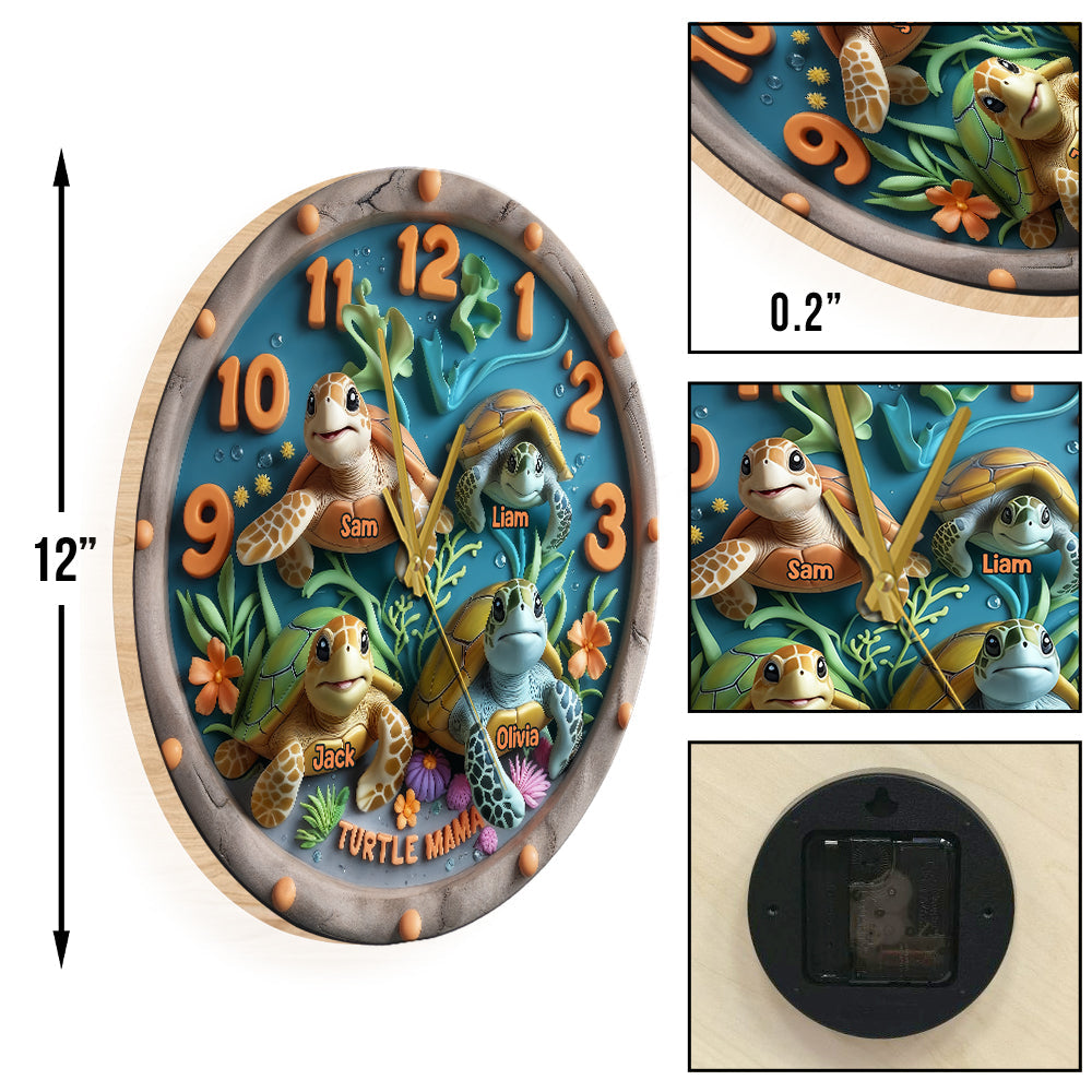 Turtle Mama - Personalized Turtle Wall Clock