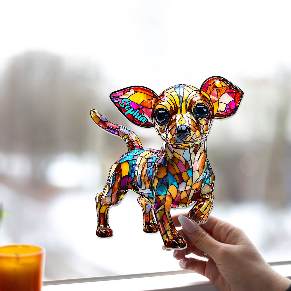 Adorable Chihuahua - Personalized Chihuahua Window Hanging Suncatcher Ornament