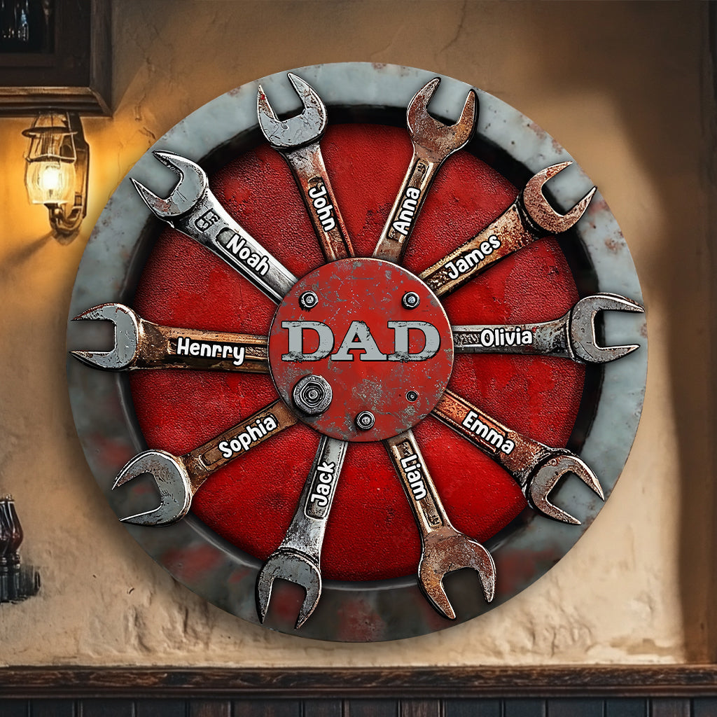 Dad's Tools - Personalized Father Round Metal Sign