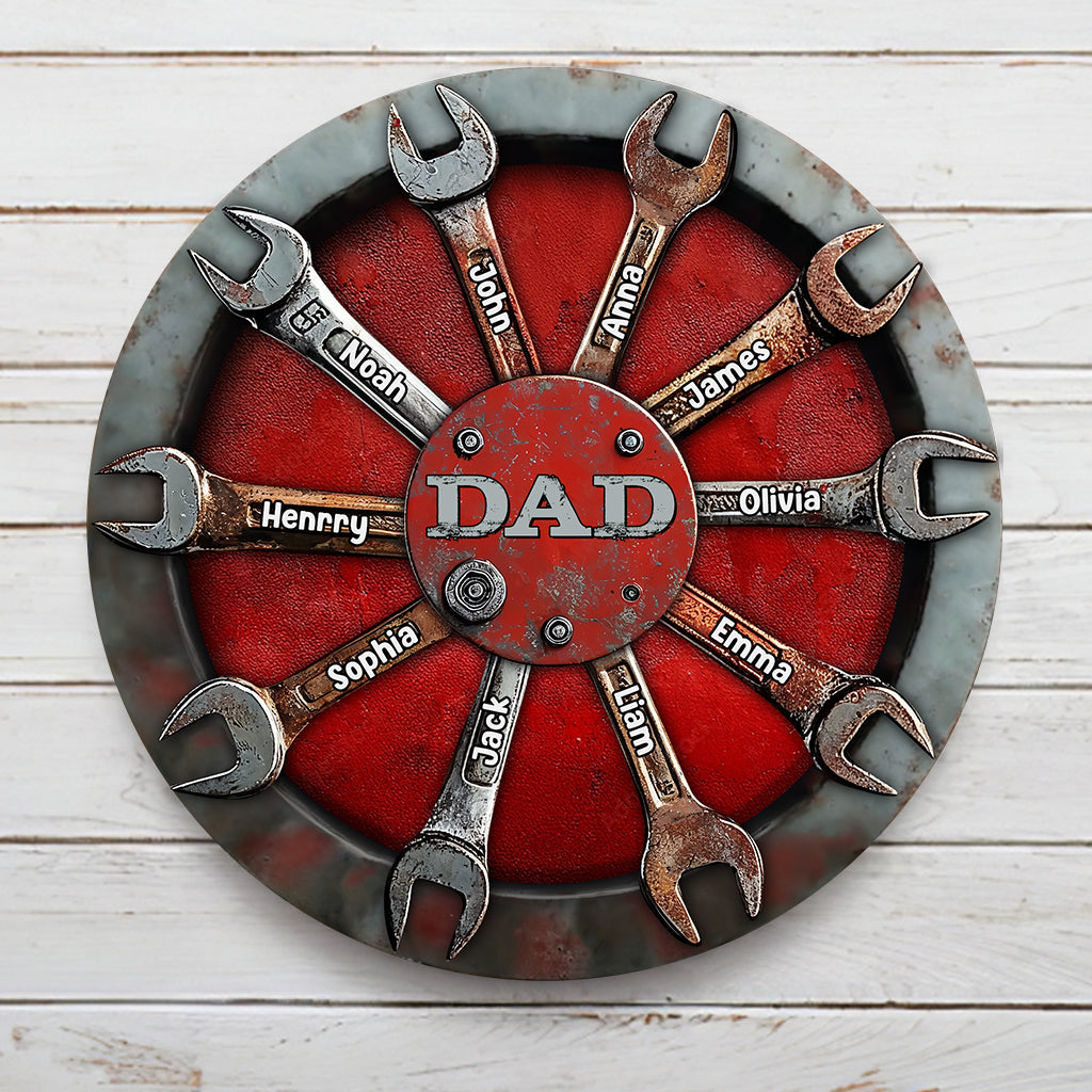 Dad's Tools - Personalized Father Round Metal Sign