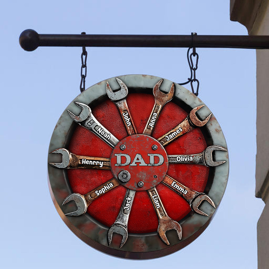 Dad's Tools - Personalized Father Round Metal Sign