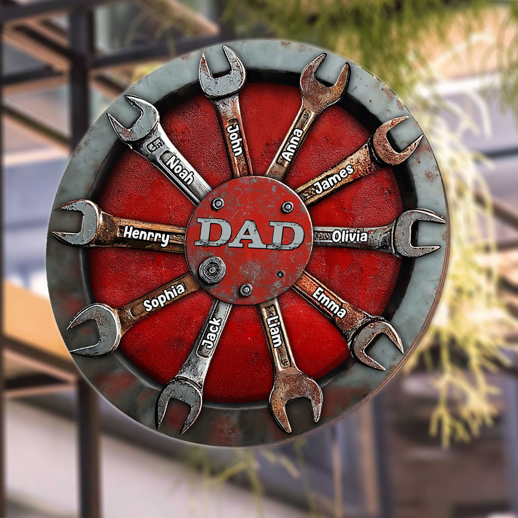 Dad's Tools - Personalized Father Round Metal Sign