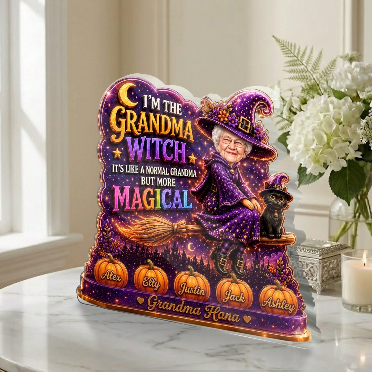 Grandma Witch, Gift for Grandma - Personalized Witch 2-Side Printed Acrylic Plaque