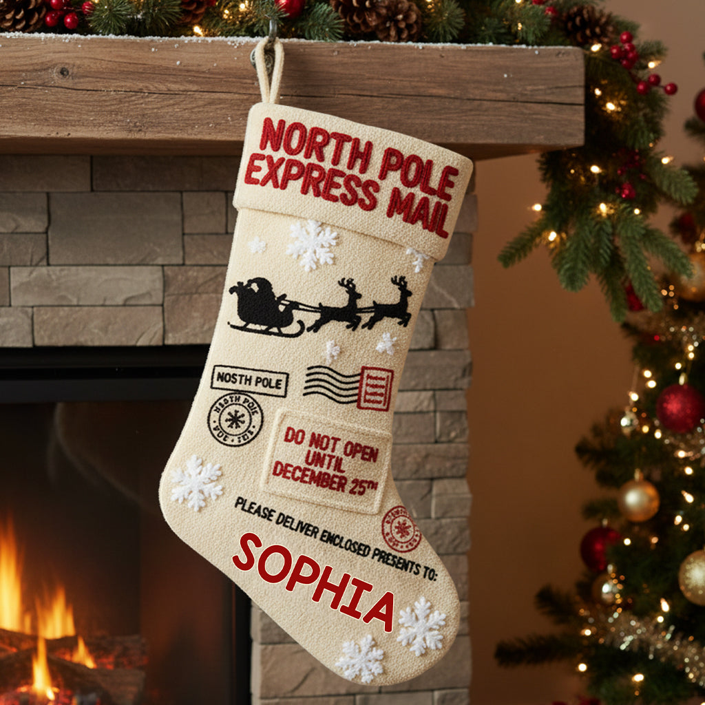 North Pole Santa - Personalized Family Shaped Christmas Stocking