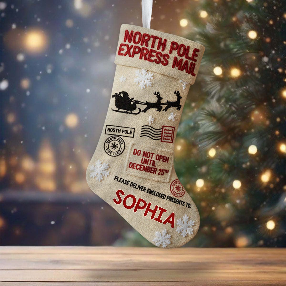North Pole Santa - Personalized Family Shaped Christmas Stocking