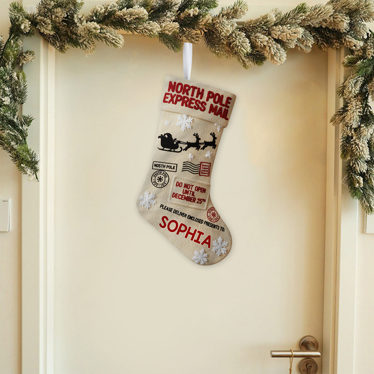 North Pole Santa - Personalized Family Shaped Christmas Stocking