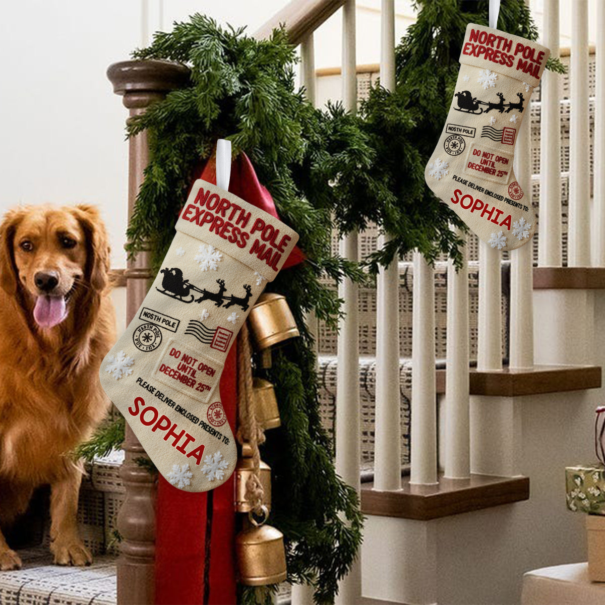 North Pole Santa - Personalized Family Shaped Christmas Stocking