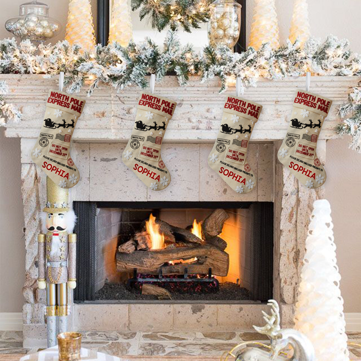 North Pole Santa - Personalized Family Shaped Christmas Stocking