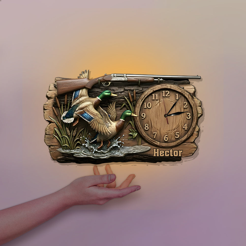Duck Hunting - Personalized Hunting LED Light Wall Clock