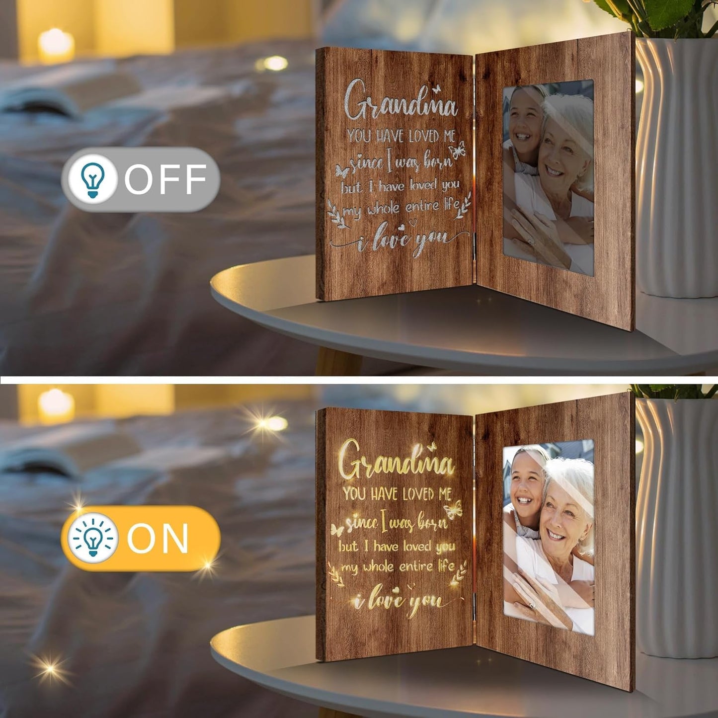 Best Grandma Ever - Personalized Grandma Foldable Photo Frame With Light