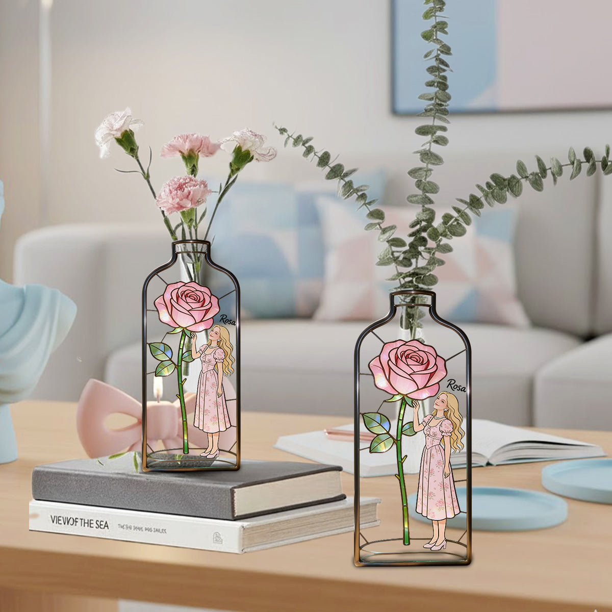 Custom Any Photo Favorite/ Birthmonth Flower - Personalized Birth Month Flower Custom Shape Acrylic Flower Vase