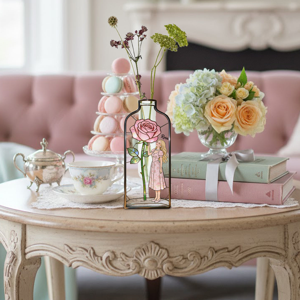 Custom Any Photo Favorite/ Birthmonth Flower - Personalized Birth Month Flower Custom Shape Acrylic Flower Vase