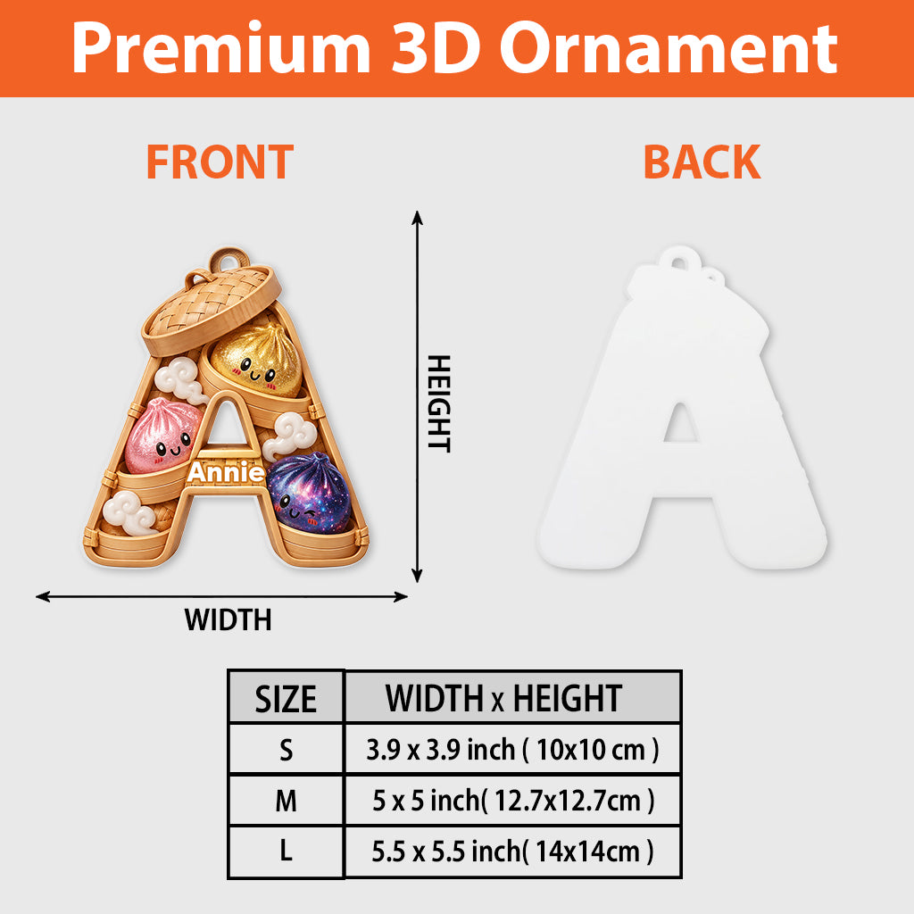 Cute & Fun Dumpling Alphabet For Kid - Personalized Kid Premium 3D Ornament