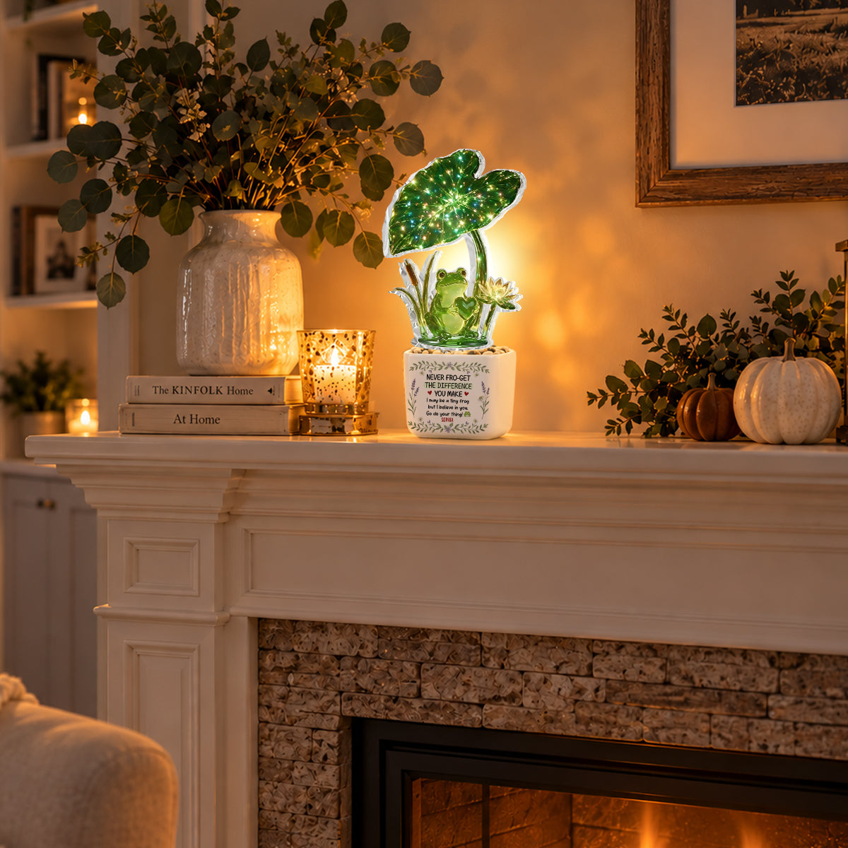 Emotional Support, Cute Frog - Personalized Frog LED Light Ceramic Pot