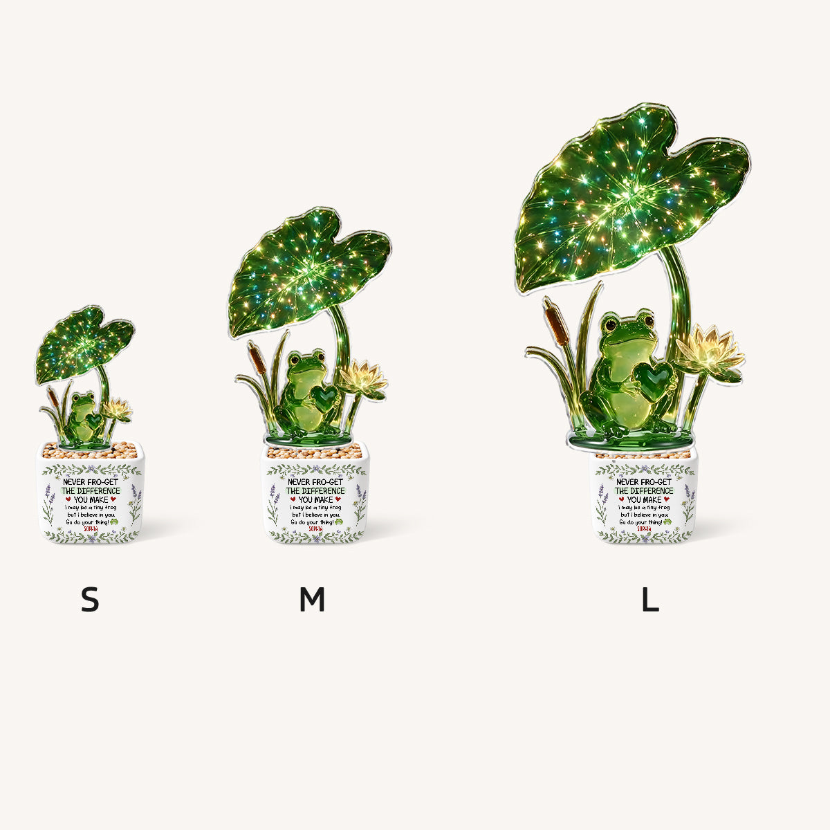 Emotional Support, Cute Frog - Personalized Frog LED Light Ceramic Pot