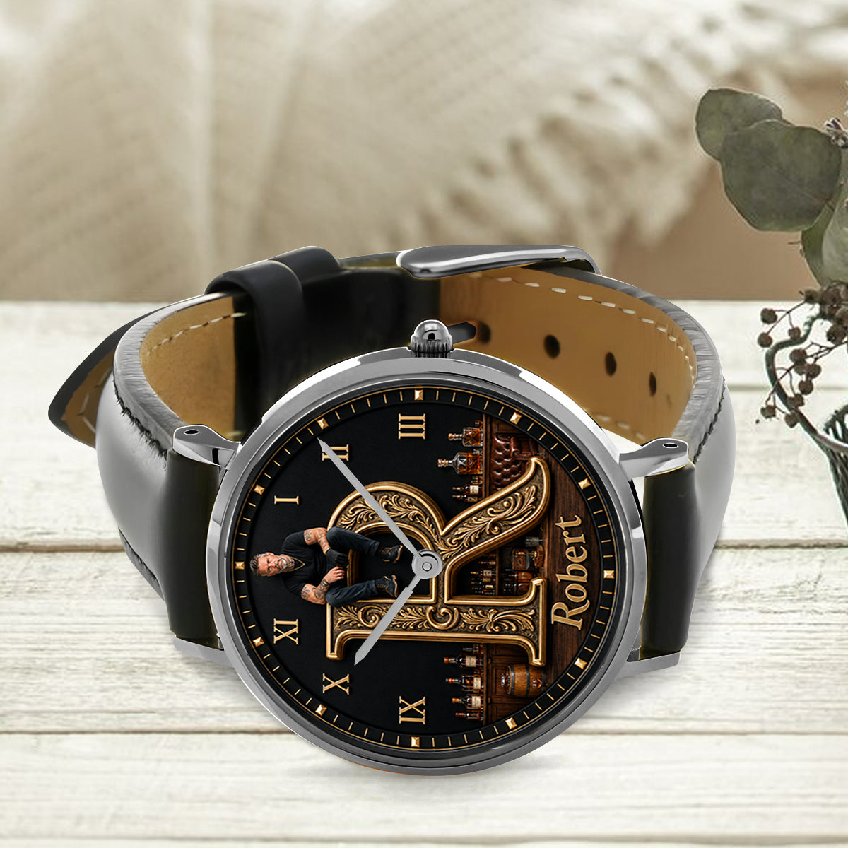 Any Photo Monogram - Personalized Real Men Hand Watch