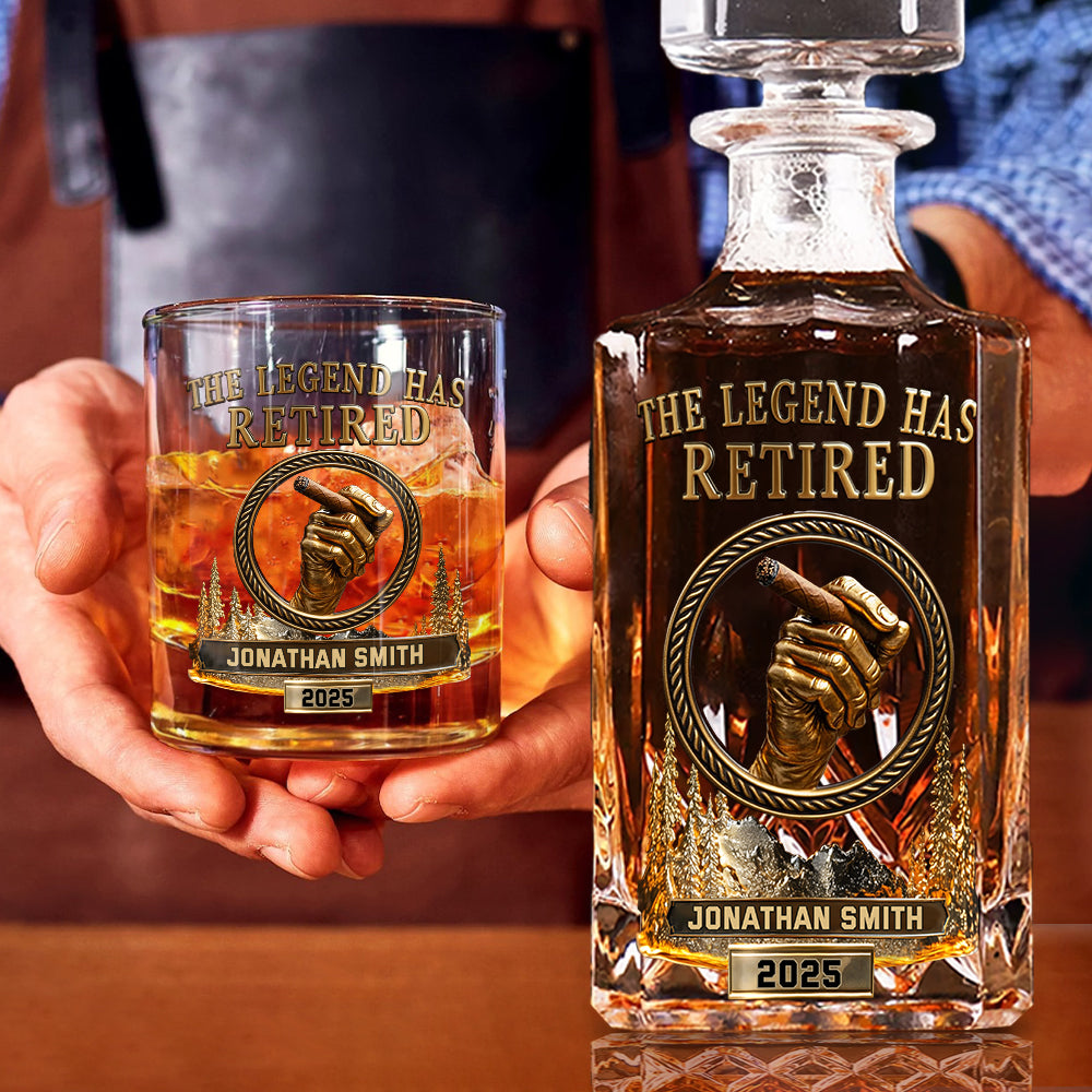The Legend Has Retired - Personalized Retired Whiskey Decanter Set