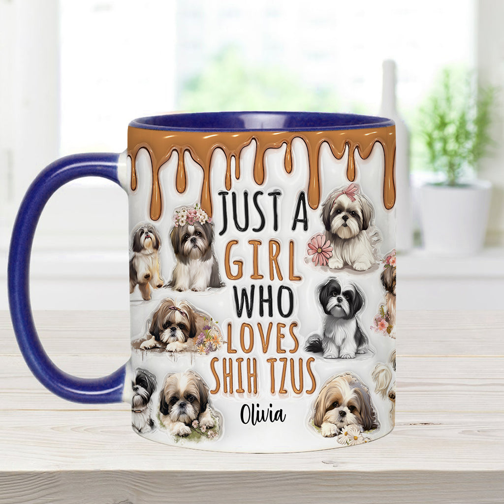 Just A Girl Who Loves Shih Tzus - Personalized Dog Accent Mug