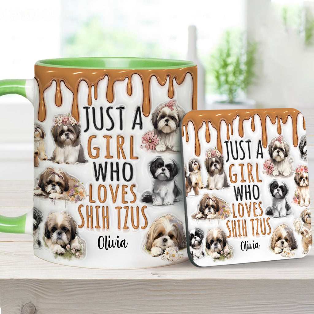 Just A Girl Who Loves Shih Tzus - Personalized Dog Accent Mug