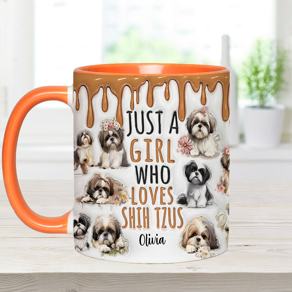 Just A Girl Who Loves Shih Tzus - Personalized Dog Accent Mug
