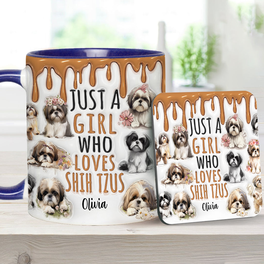 Just A Girl Who Loves Shih Tzus - Personalized Dog Accent Mug