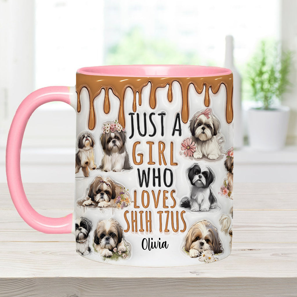 Just A Girl Who Loves Shih Tzus - Personalized Dog Accent Mug