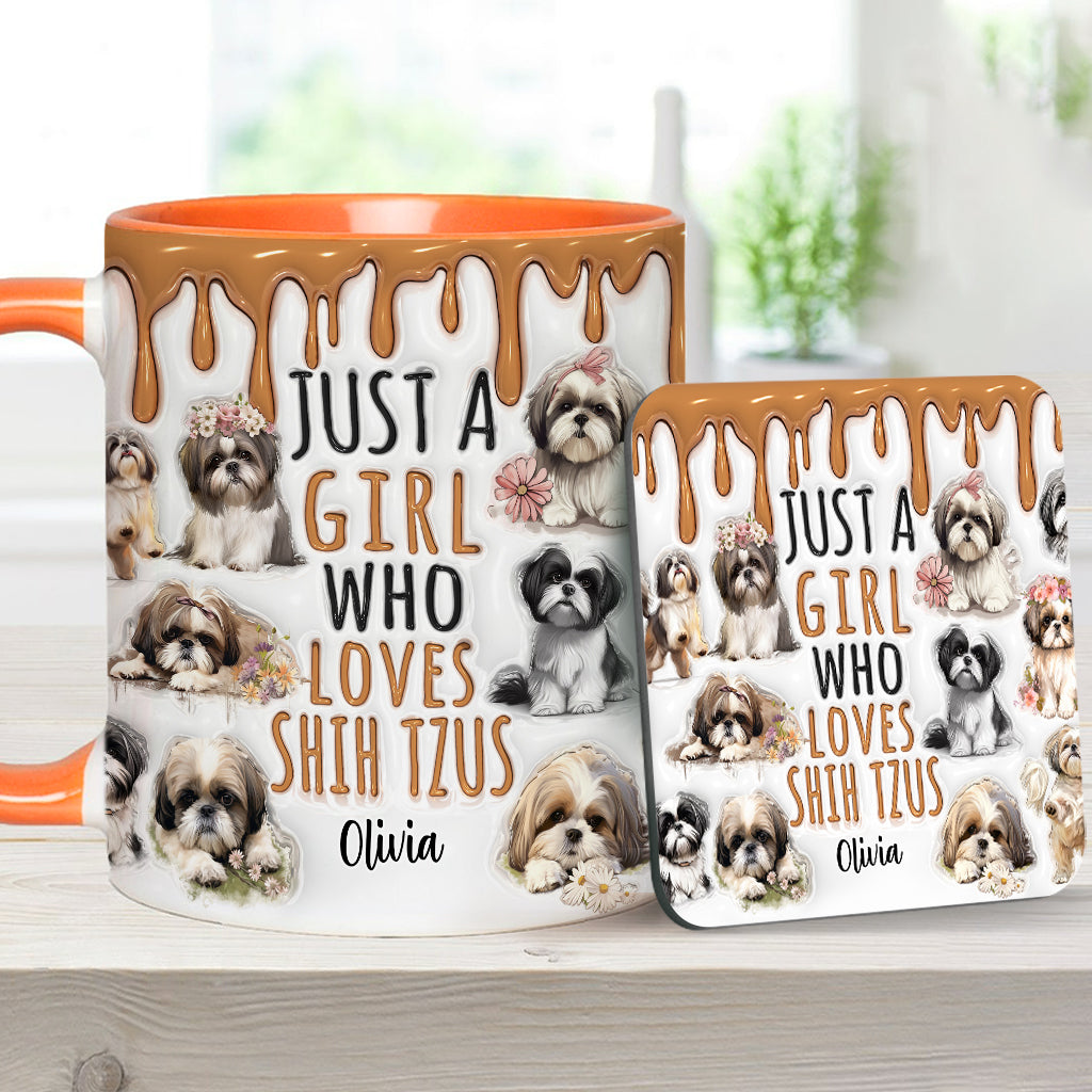 Just A Girl Who Loves Shih Tzus - Personalized Dog Accent Mug