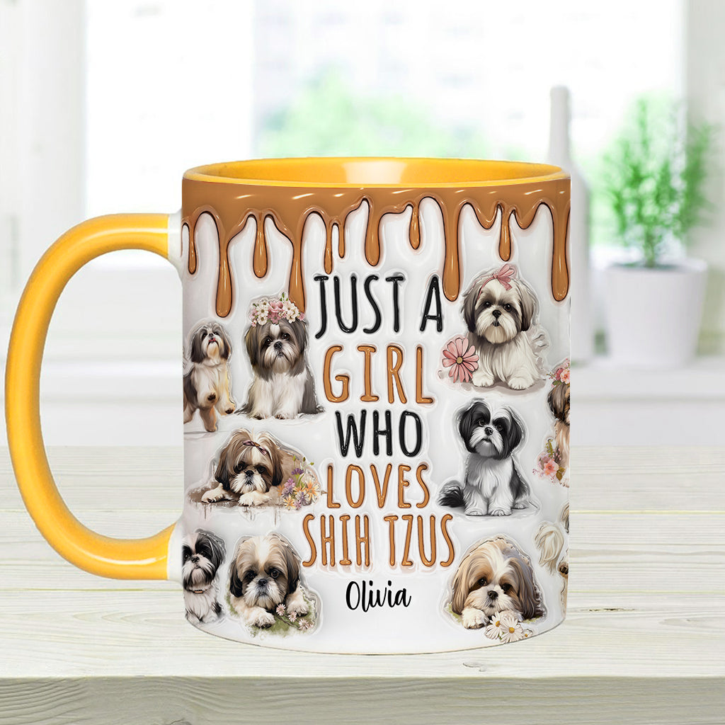 Just A Girl Who Loves Shih Tzus - Personalized Dog Accent Mug