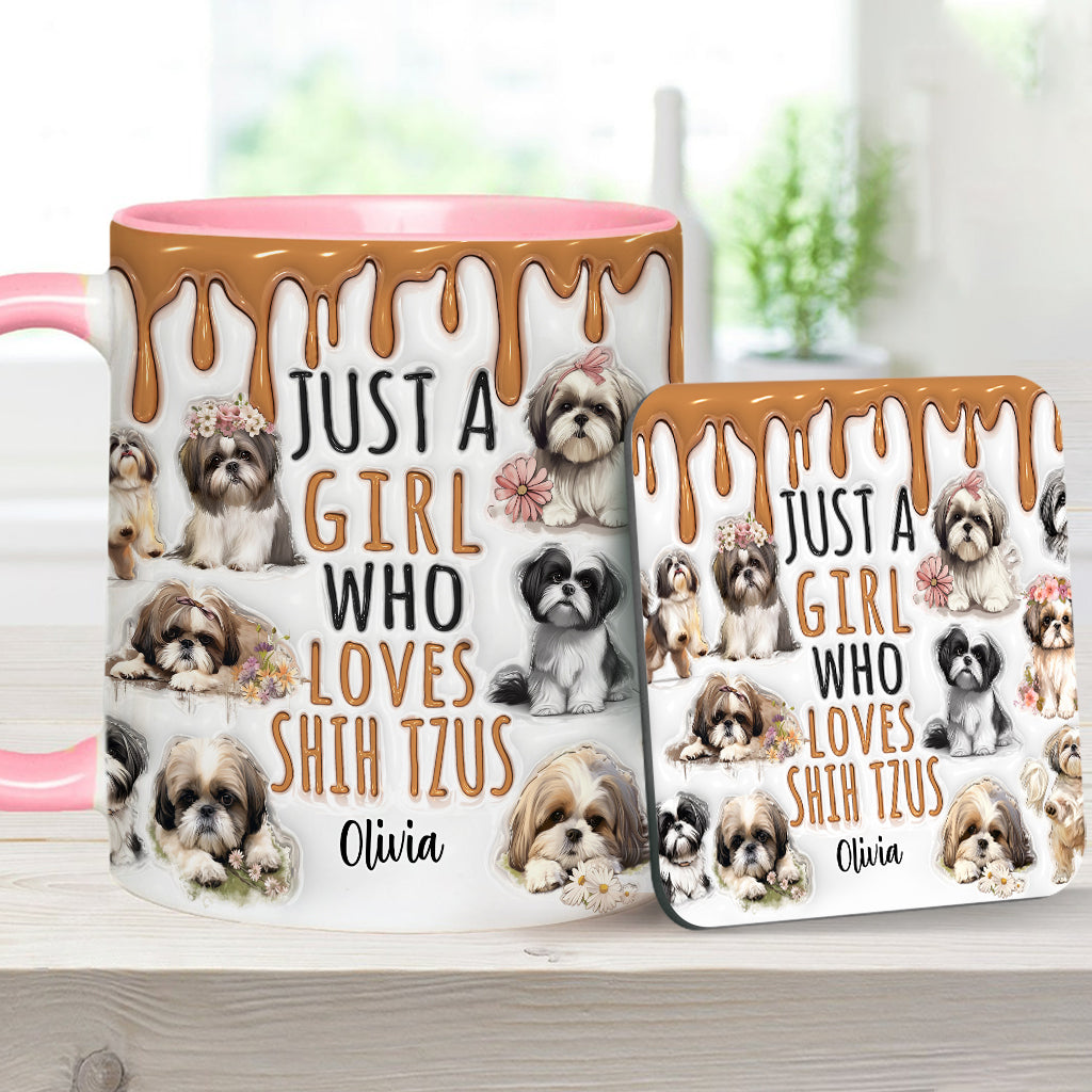 Just A Girl Who Loves Shih Tzus - Personalized Dog Accent Mug